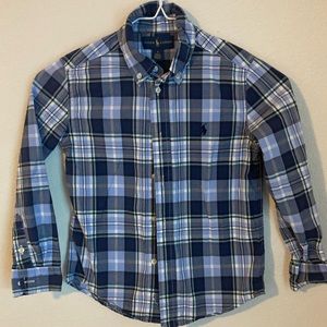 Ralph Lauren, blue plaid, long sleeve button down shirt